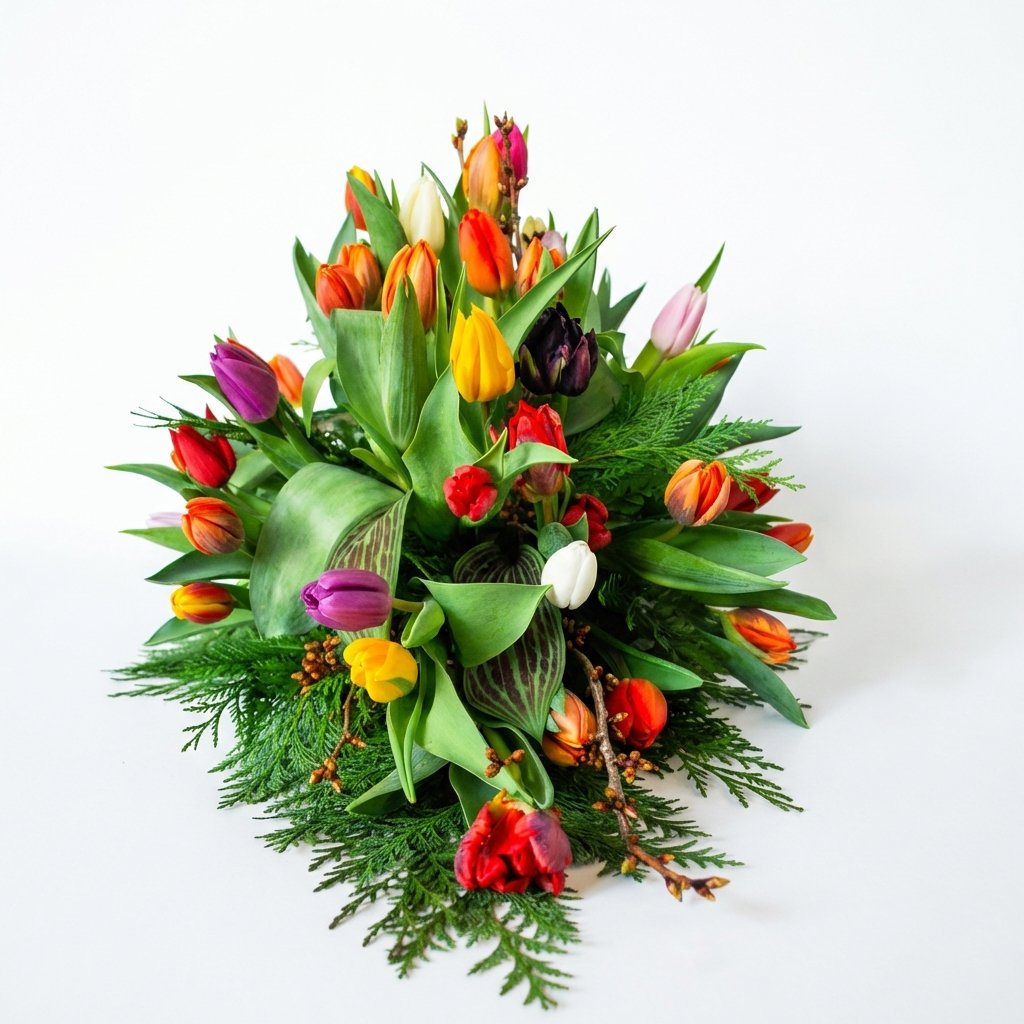 Båredekoration med tulipaner