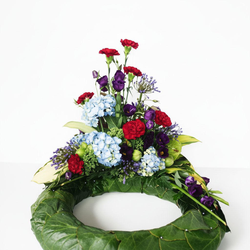 Krans i blå rødlige farver