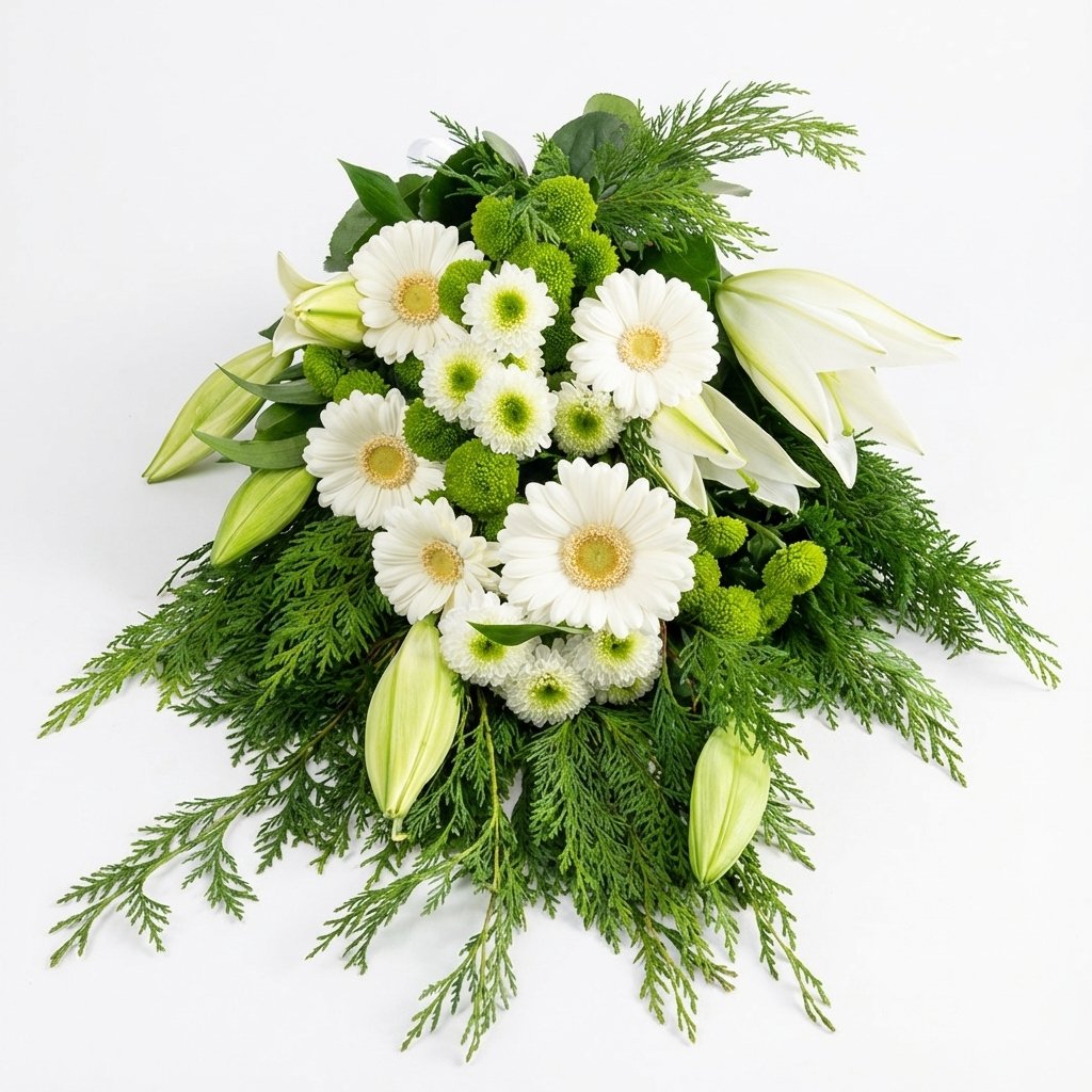 Bårebuket i lyse farver