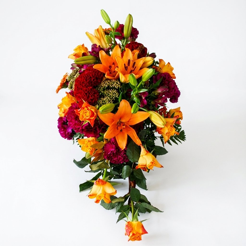 Båredekoration i orange røde farver