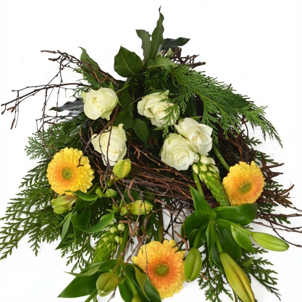 Bårebuket med birkegrene