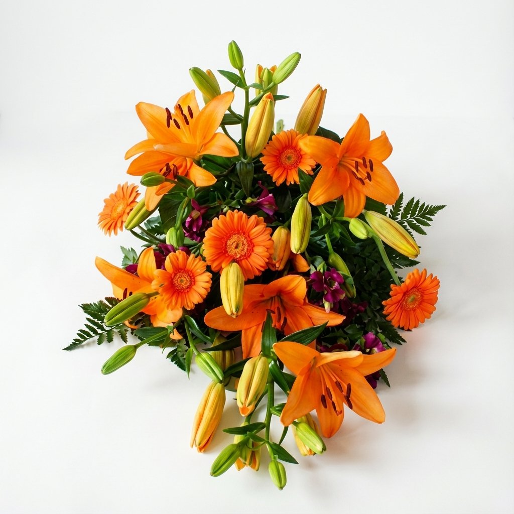 Bårebuket i orange farver