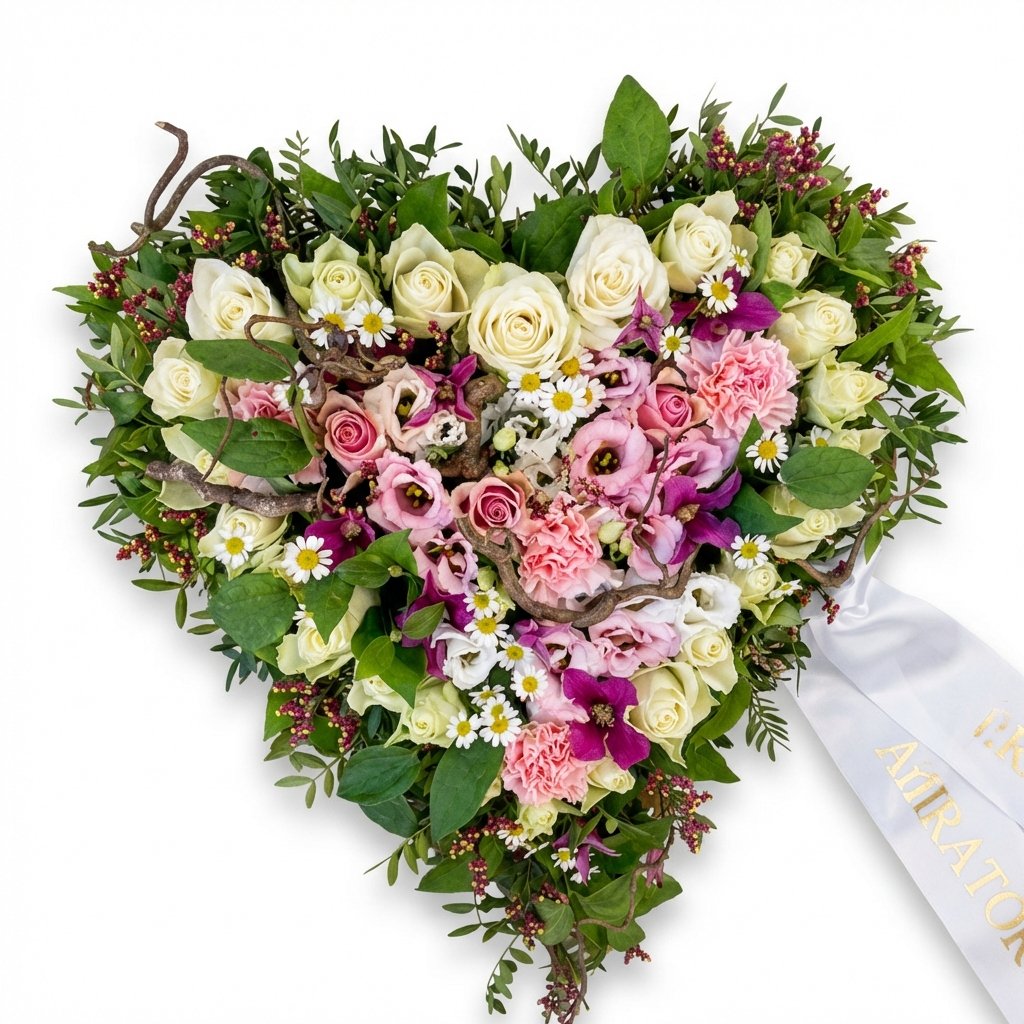 Hjerte med hvide roser