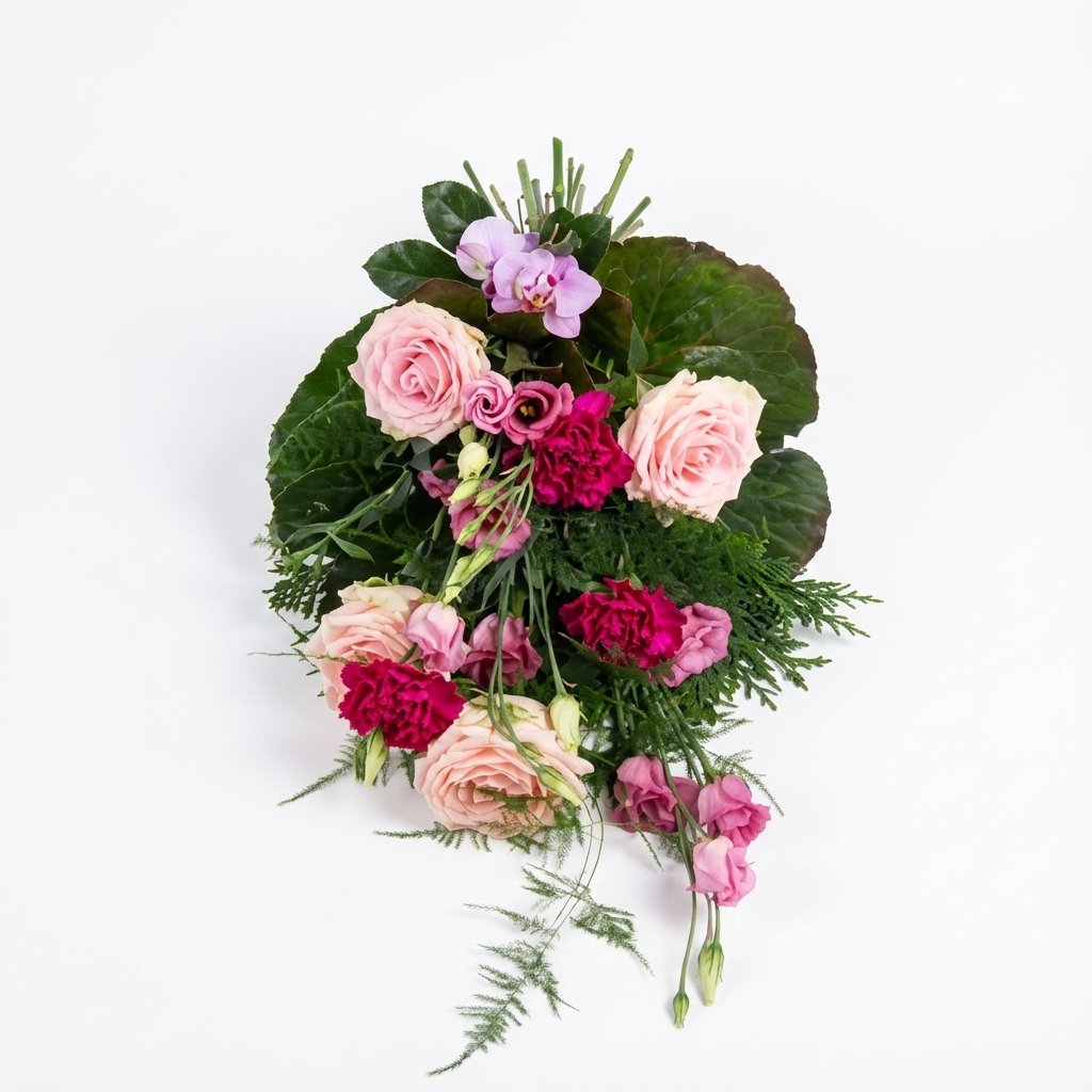 Bårebuket med lyserøde roser